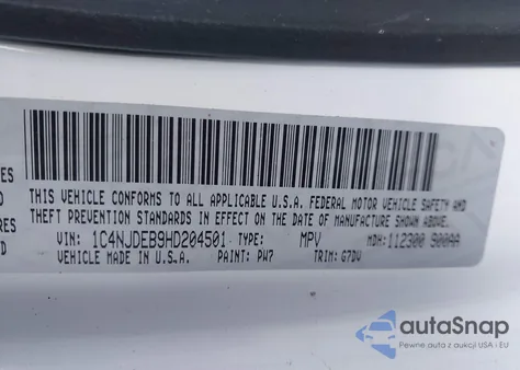 2017 Jeep Compass Latitude 4X4 from USA, damaged, VIN 1C4NJDEB9HD204501